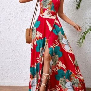 Floral Red Maxi Dress